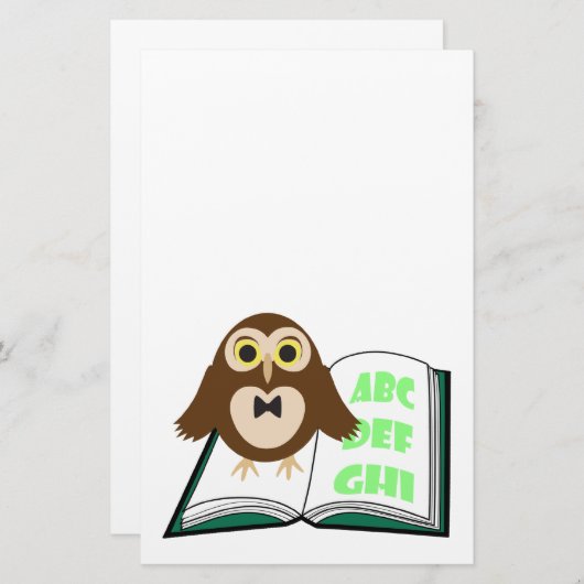 Papeterie Chouette cool avec Alphabet book Retour à l'école (Devant / Derrière)