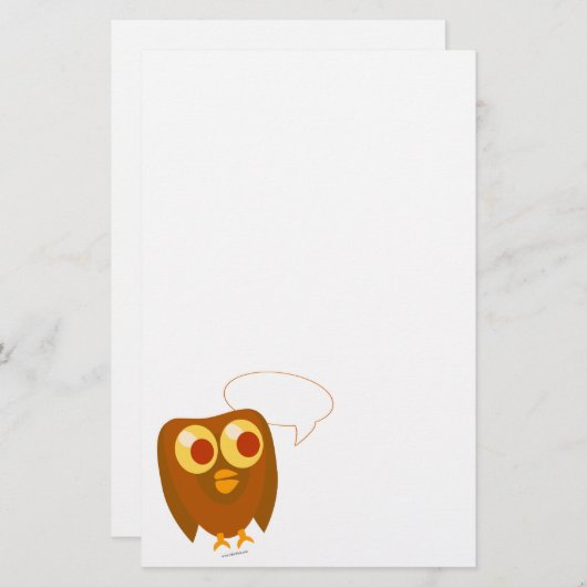 Papeterie Chouette de lecture personnalisable (Devant / Derrière)