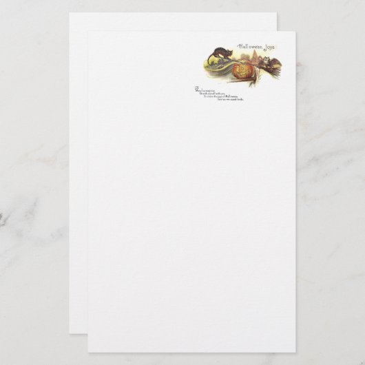 Papeterie Chouette noire Jack O' Lantern sorch's Broom (Devant / Derrière)