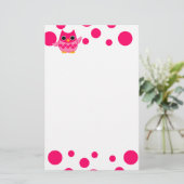 Papeterie Chouette rose brillante (Debout devant)