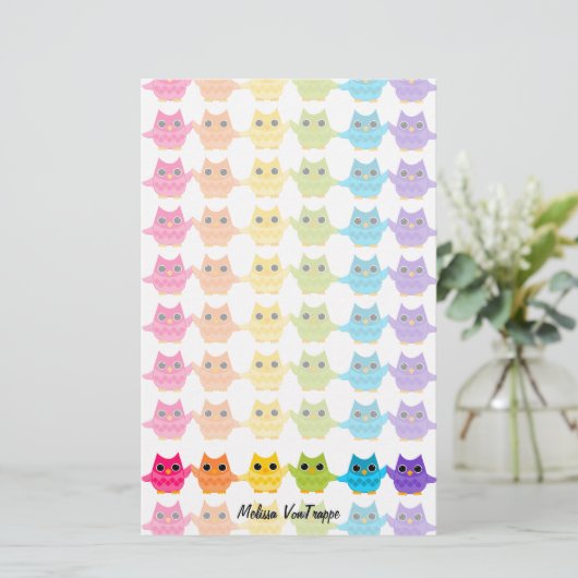 Papeterie Chouettes arc-en-ciel (Debout devant)