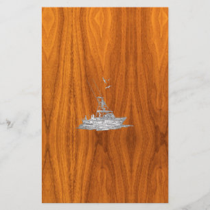Papeterie Chrome Comme bateau de pêche sur bois de teck