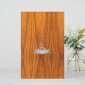 Papeterie Chrome Comme bateau de pêche sur bois de teck (Debout devant)