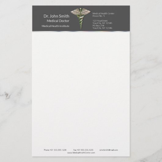 Papeterie Chrome Holographique 3D Médicale Caduceus (Devant)