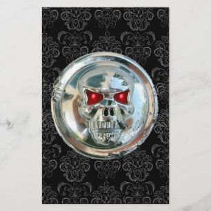 PAPETERIE CHROME SKULL DAMASK