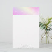 Papeterie Ciel rose pastel avec arc-en-ciel jaune (Debout devant)