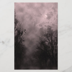Papeterie Ciel rouge sang hanté avec des ravens