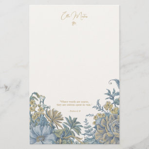 Papeterie Citation florale élégante Citation chic bleu