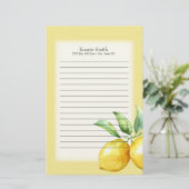 Papeterie Citrons et Feuilles verts personnalisés en blanc (Debout devant)