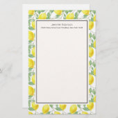 Papeterie Citrons jaunes avec Motif Feuille vert (Devant / Derrière)