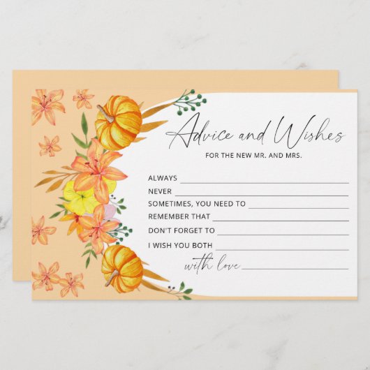 Papeterie Citrouille arch conseil et souhaite nuptiale douch (Devant / Derrière)