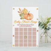 Papeterie Citrouille d'automne Feuilles Baby shower de Bingo (Debout devant)