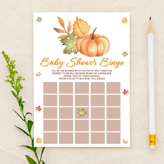 Papeterie Citrouille d'automne Feuilles Baby shower de Bingo