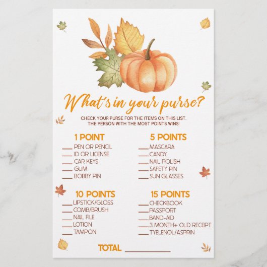 Papeterie Citrouille d'automne Qu'est-ce que dans le jeu de  (Devant)