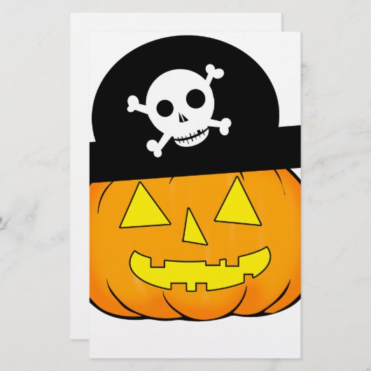 Papeterie citrouille pirate (Devant / Derrière)