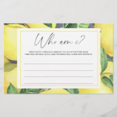 Papeterie Citrus citron - Qui suis-je jeu de douche nuptiale (Devant)