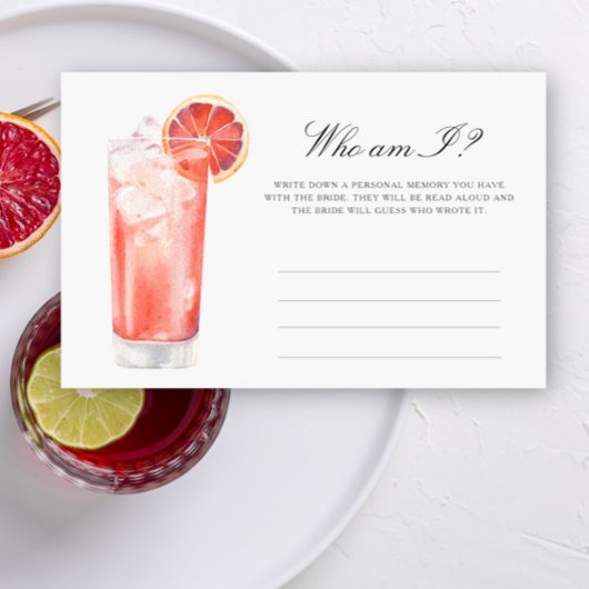 Papeterie Citrus Cocktail - Who am I bridal shower game