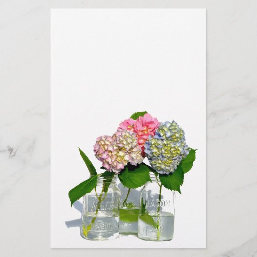 Papeterie Clair élégant hydrangée rose en bocal de mason (Devant)
