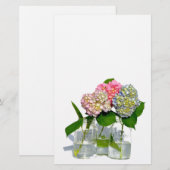 Papeterie Clair élégant hydrangée rose en bocal de mason (Devant / Derrière)