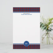 Papeterie Clan MacLachlan Tartan Monogramme rouge et bleu pl (Debout devant)