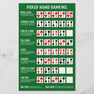 Papeterie Classement des mains de poker avec visuels