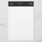 Papeterie Classic Laurel Wreath Black Gold Monogramme (Devant)