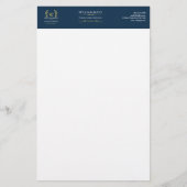 Papeterie Classic Laurel Wreath Navy Blue Gold Monogramme (Devant)