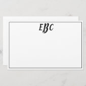 Papeterie Classic Modern Black and White Monogram (Devant / Derrière)