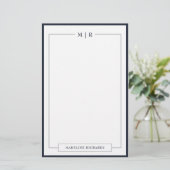 Papeterie Classic Monogram Navy Blue Border Stationery (Debout devant)