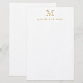 Papeterie Classic Simple Moderne Faux Or Monogramme Initial (Devant / Derrière)