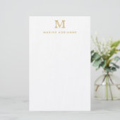 Papeterie Classic Simple Moderne Faux Or Monogramme Initial (Debout devant)