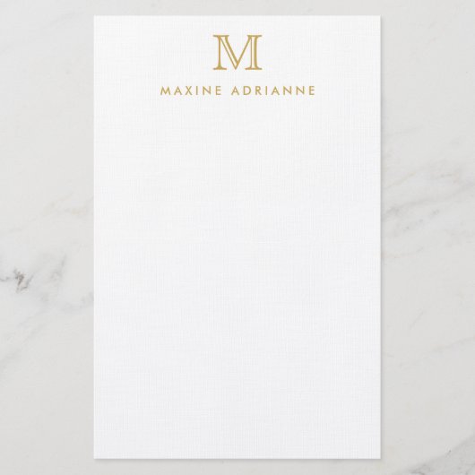Papeterie Classic Simple Moderne Faux Or Monogramme Initial (Devant)