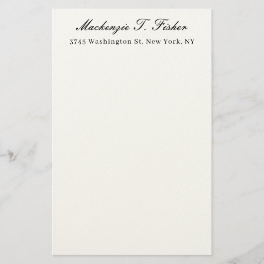 Papeterie Classical Calligraphy Elegant Plain Black & White (Devant)