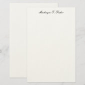 Papeterie Classical Calligraphy Elegant Plain Black & White (Devant / Derrière)