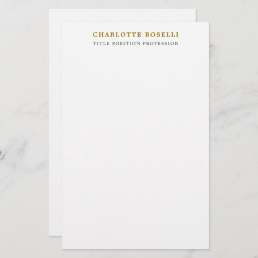 Papeterie Classique Minimaliste Or Professionnel (Devant / Derrière)