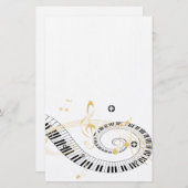 Papeterie Clés de piano et notes d'or de musique (Devant / Derrière)
