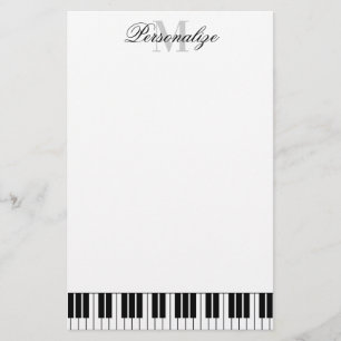 Papeterie Clés de piano noir et blanc monogramme de nom per