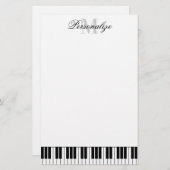 Papeterie Clés de piano noir et blanc monogramme de nom pers (Devant / Derrière)