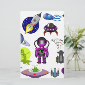 Papeterie clip d'art spatial aliens (Debout devant)
