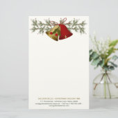 Papeterie Cloches de Noël rouges et dorées, saintes et pins (Debout devant)