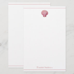 Papeterie Coastère rose coquille sur blanc Personnalisé