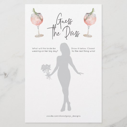 Papeterie Cocktail Guess the Dress Fête des mariées Jeu (Devant)