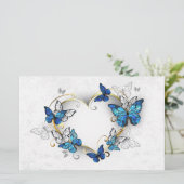 Papeterie Coeur bijoux avec papillons Morpho (Debout devant)