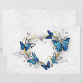 Papeterie Coeur bijoux avec papillons Morpho (Devant / Derrière)