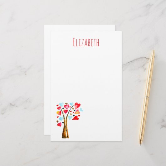 Papeterie Coeur des valemtines lunaires (Devant/Arrière en situation)