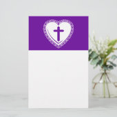 Papeterie Cœur gothique + Croix (Violet + Blanc) (Debout devant)