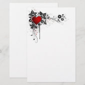 Papeterie Coeur grunge et fleurs (Devant / Derrière)