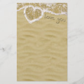 Papeterie Coeur "Love you" écrit dans Sable (Devant)