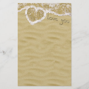 Papeterie Coeur "Love you" écrit dans Sable