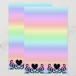 Papeterie Coeur noir et Lily sur arc-en-ciel